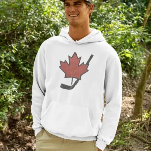 Vintage Maple Leaf Hockey Stick Hoodie - Canadian Hockey Pride - Maple Stick Hockey Co. - True Fan