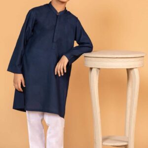 Boys Navy Blue 1pcs Self Jacquard Kurta IMIST-2504NB